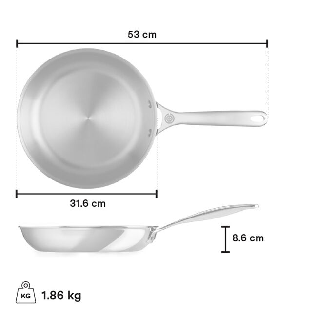 Set of 3 Stainless Steel Fry Pans, view 4